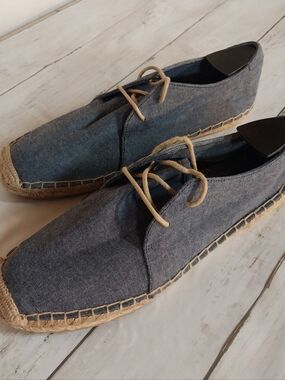 Gap Canvas Boat Espadrilles Women Size 10 Blue Lace Up Flat Shoes